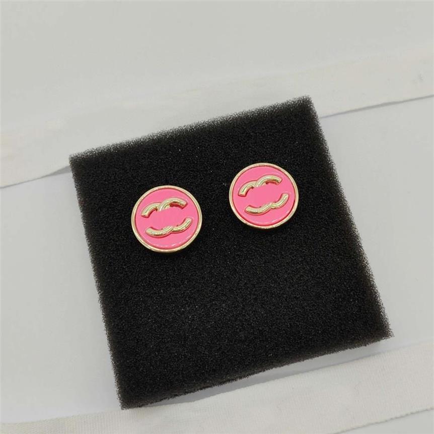 2023 Boucle d'oreille ronde de charme de qualité de luxe avec couleur rose en plaqué or 18 carats avec tampon de boîte PS7509A319s