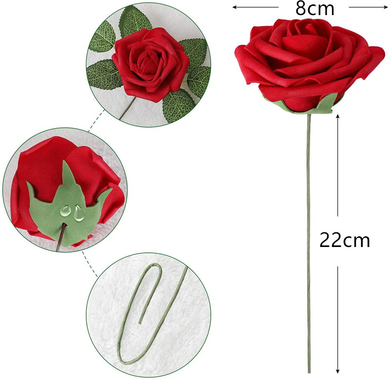 /box Artificial Flowers Fake Rose Flower w/Stem for DIY Wedding Bouquets for Bride Centerpieces Bridal Shower Party Home Room Decorations