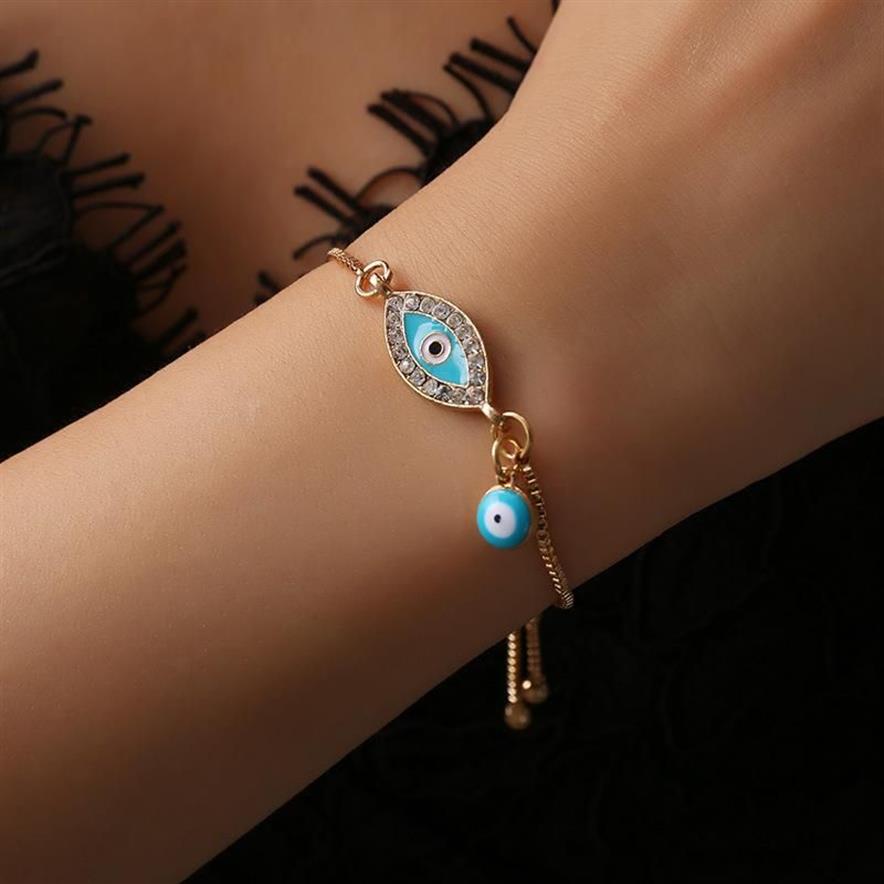 Bracelets de charme Européen Flash Crystal Devil's Eye Bracelet Strass Style Ethnique Y2K Bijoux Monocouche Pour Gothique Whole214k