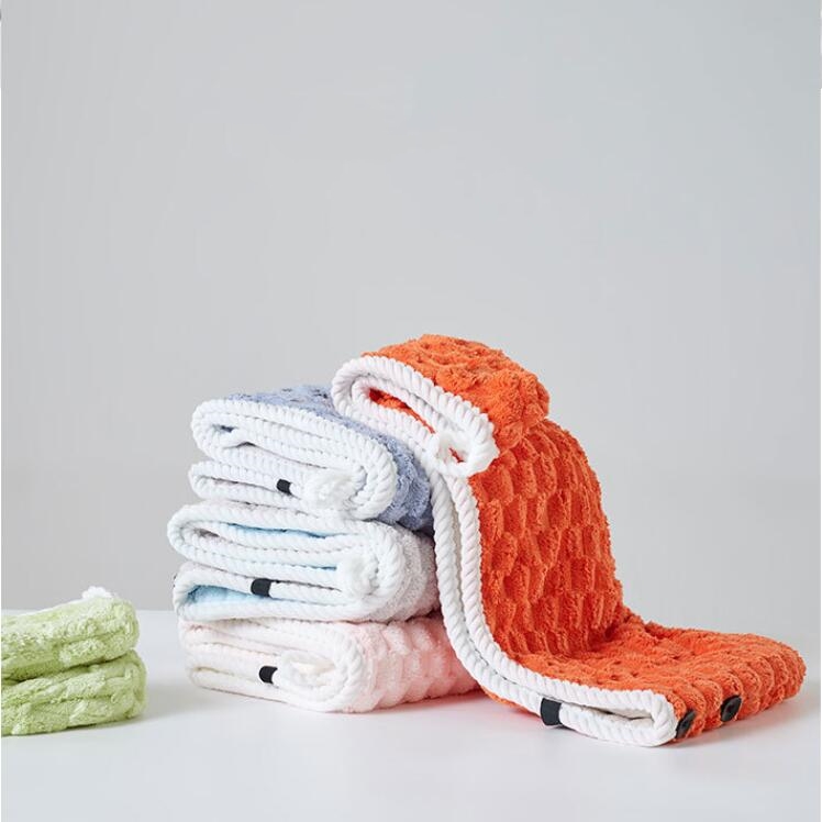 Chapeau de séchage de cheveux en velours de corail nuage Super Absorption bonnet de serviette de soin des cheveux enveloppé Turban Double couche épaissie bonnets de douche salle de bain chapeaux de bain Q854