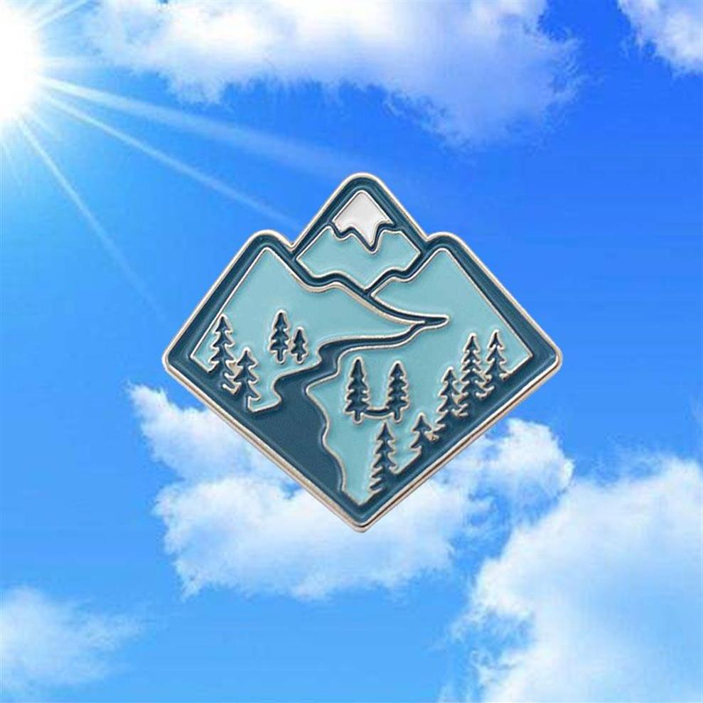 Mountain Adventure Emamel Pins Cute Forest Landscape Outdoors Explore Nature Metal Cartoon Brosch Fashion Jewelry Lapel Badges1272i