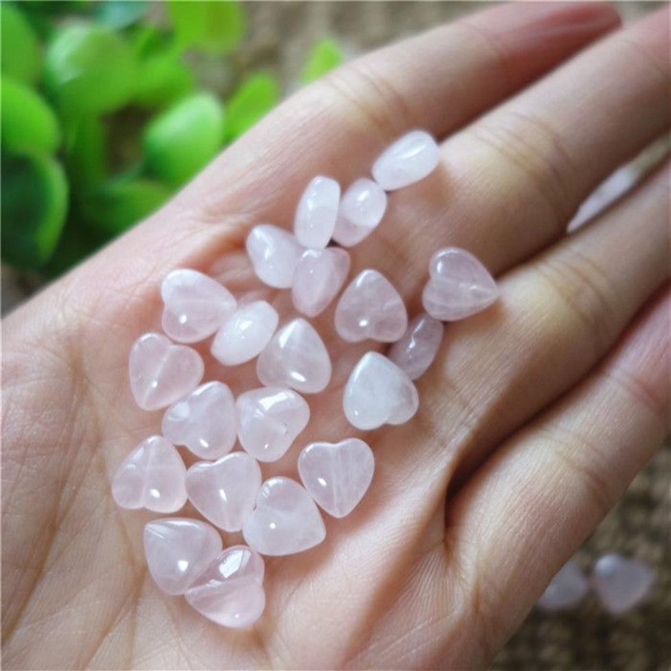 100 pz lotto intero 8mm pietra naturale quarzo rosa cuore trogolo foro pietra preziosa sciolta braccialetto gioielli DIY2776