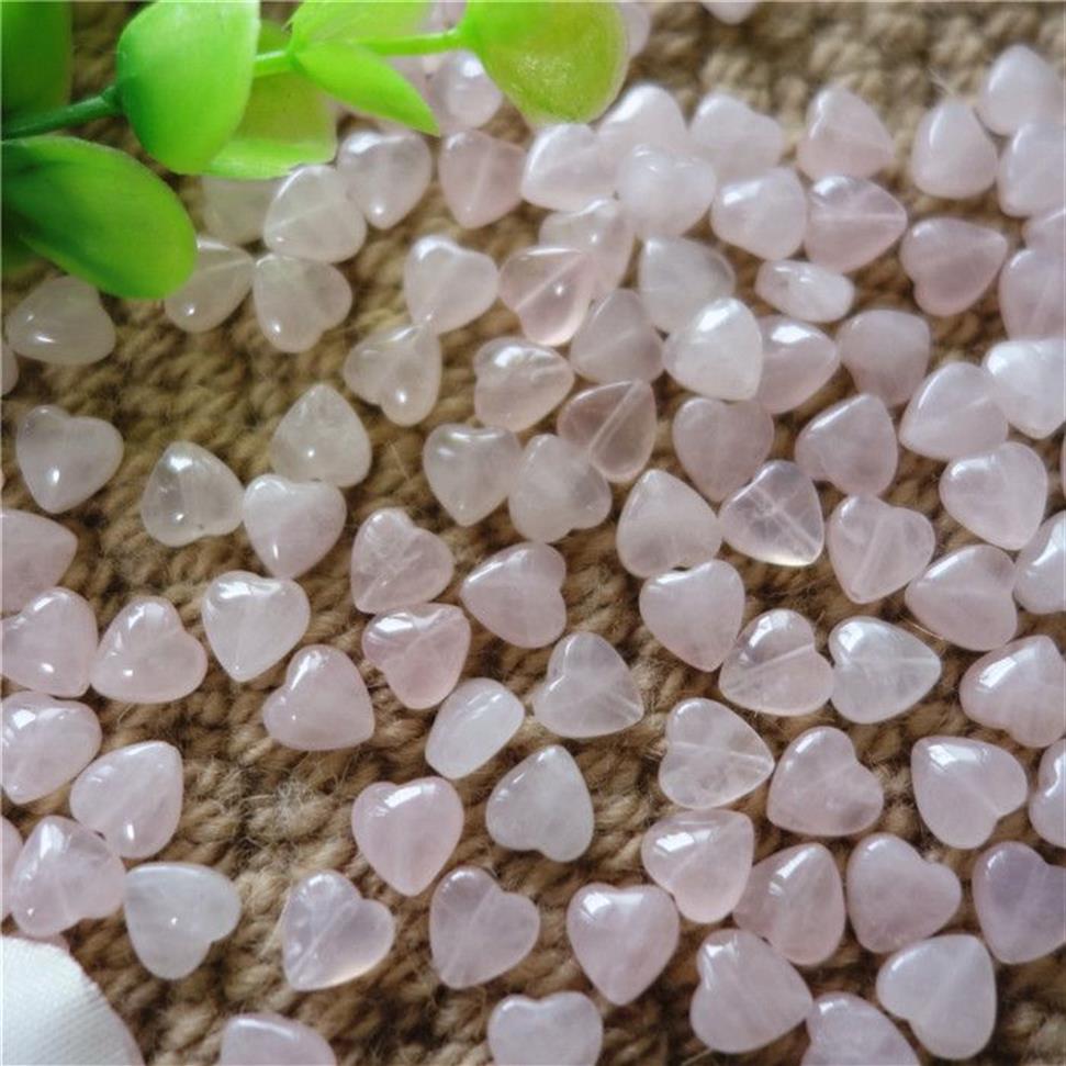 100 pz lotto intero 8mm pietra naturale quarzo rosa cuore trogolo foro pietra preziosa sciolta braccialetto gioielli DIY2776