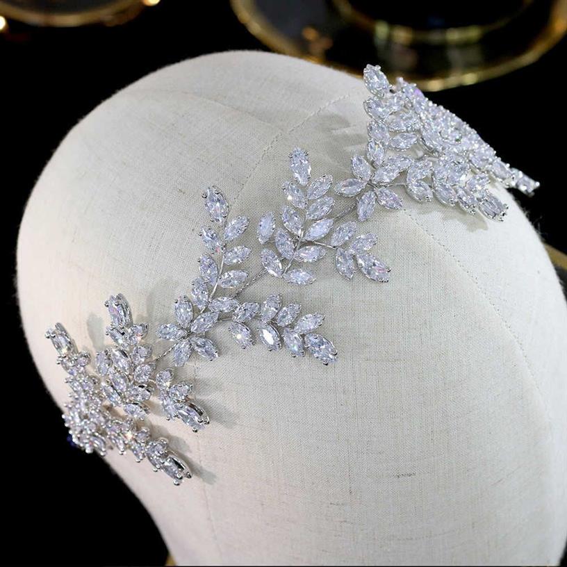 Diademi ASNORA Nuovi diademi Accessori capelli da sposa di alta qualità 3A CZ Foglia Fascia capelli Corona da sposa Laurea Parata Copricapo A00735243Q