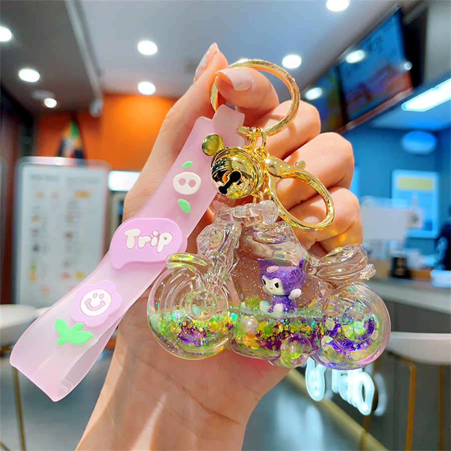 Creative Exducite My Melody Cinnamoroll Car Shaped Flowing Sand Bottle Accessories Keychain Pendant Girl Gift