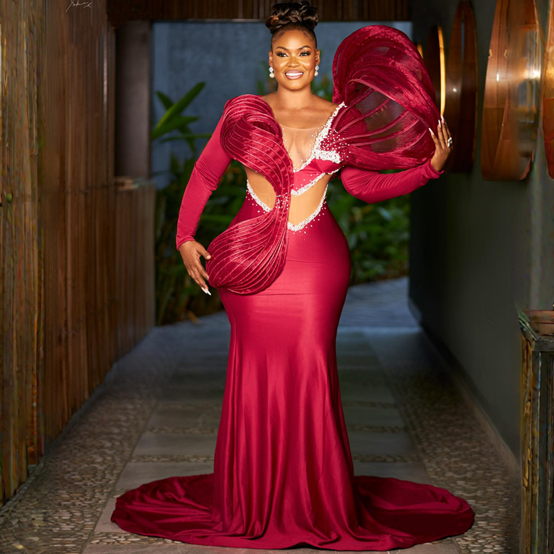 Velvet Plus Size Aso Ebi Ebi Sukienki na bal