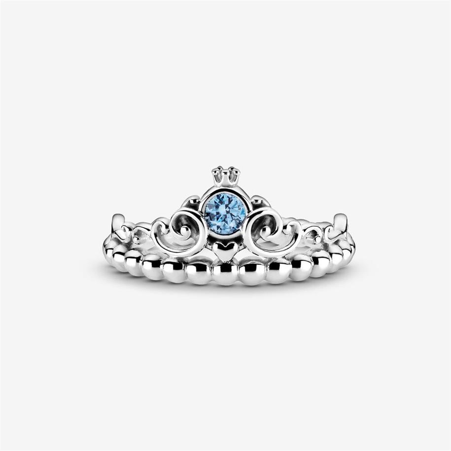 Bague en argent Sterling 925 pour femmes, nouvelle marque, bague diadème bleue de princesse, bague de mariage, bijoux à la mode, 2886
