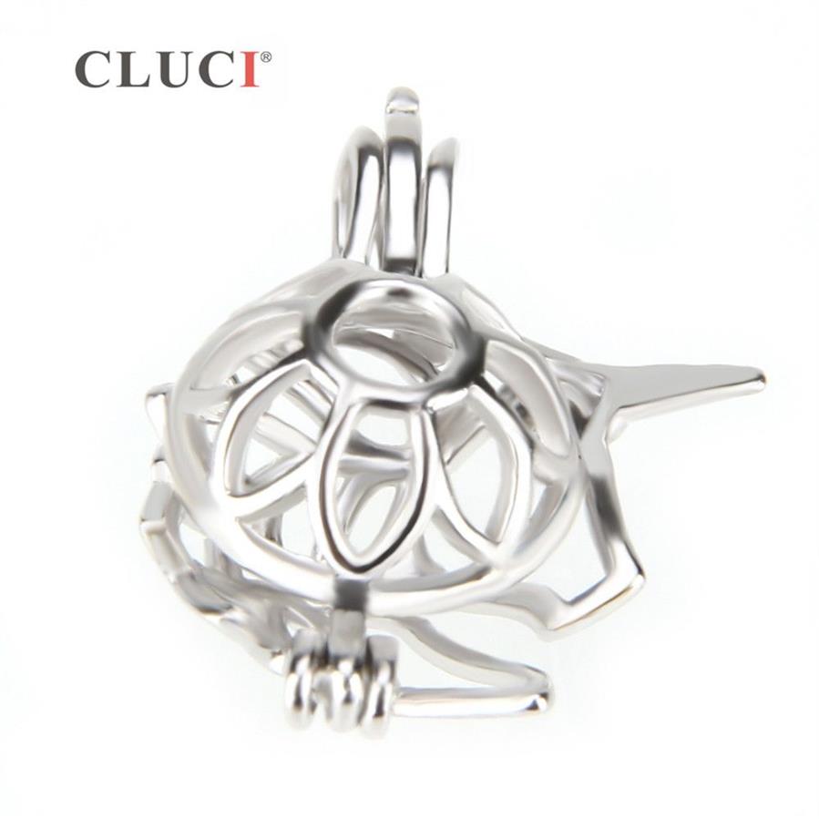 Cluci Fashion 925 Sterling Silver Unicorn Cageペンダント真珠を作る女性用ネックレスジュエリーS18101607250B