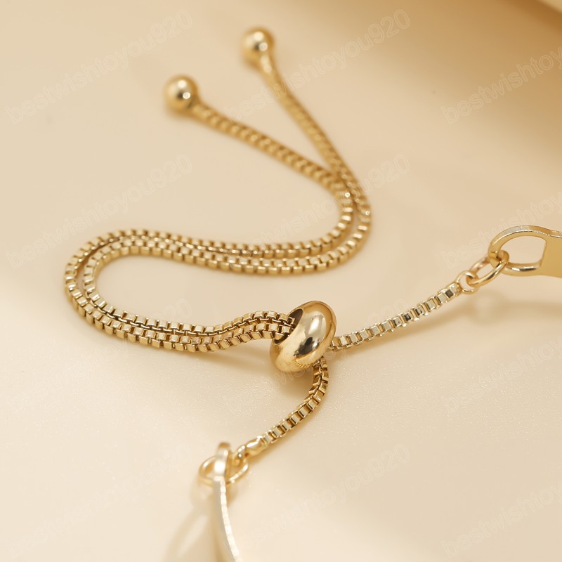 Простая золотая манжета браслет с крошечными коробками Ссылка цепочка регулируемый браслет для женских модных ювелирных ювелирных изделий