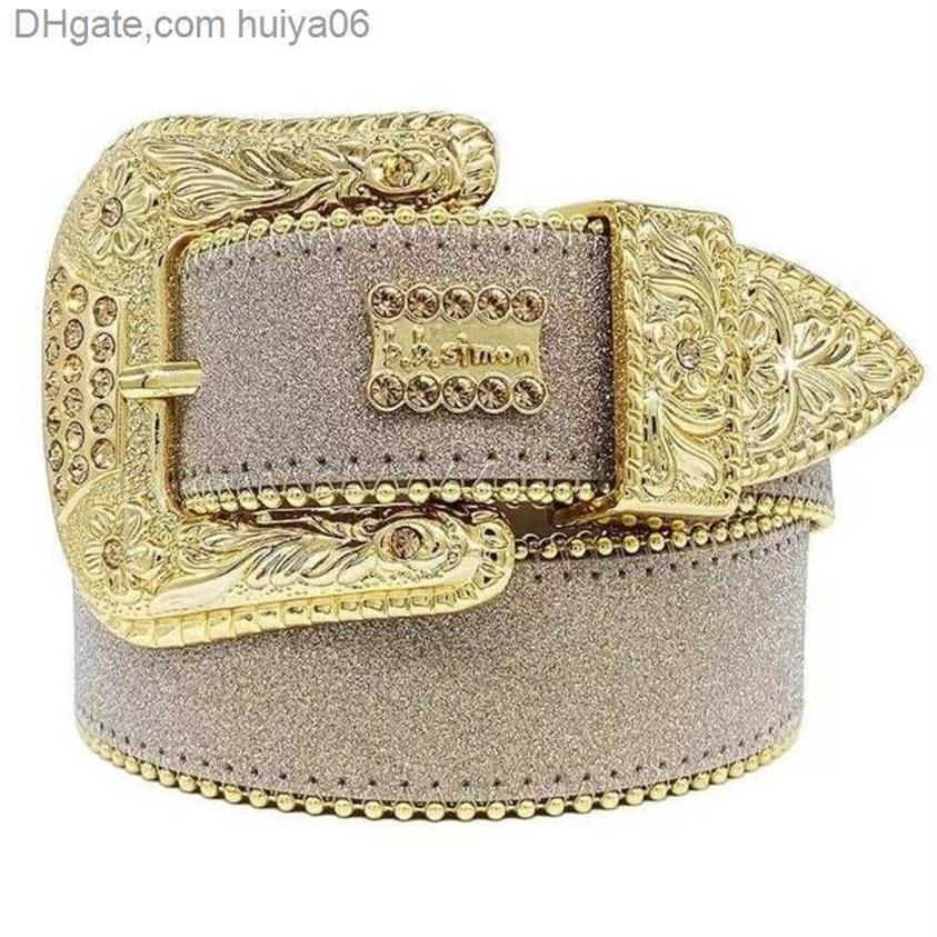 Ceintures de mode pour femmes et hommes, ceinture en strass Bb Simon avec strass scintillants en cadeau, huiya06176v, 2022