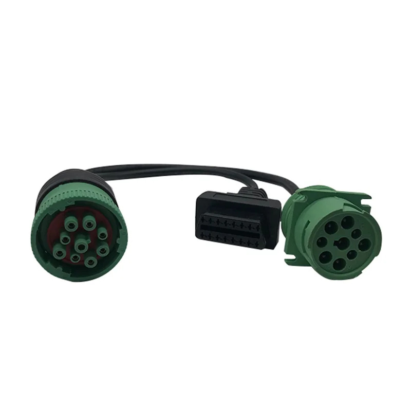 J1939 Teka 9-pin green male connector waterproof plug female docking to OBD2 16-pin female connector wire