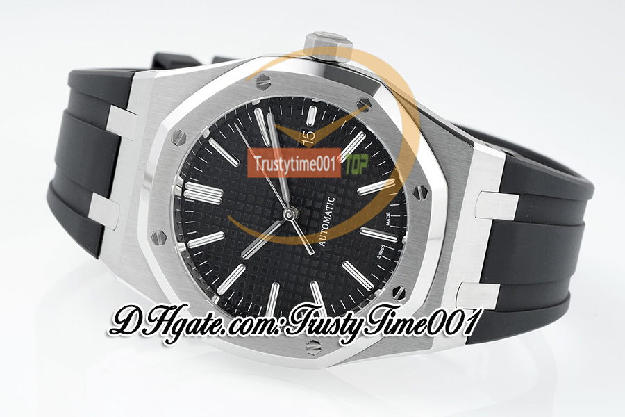 APSF V3 15400 SA3120 Automatyczne męskie zegarek 41 mm Black Teksturowane markery sztyftu ze stali nierdzewną czarny gumowy pasek Super Edition Trustime001 Ultra-cienkie zegarki
