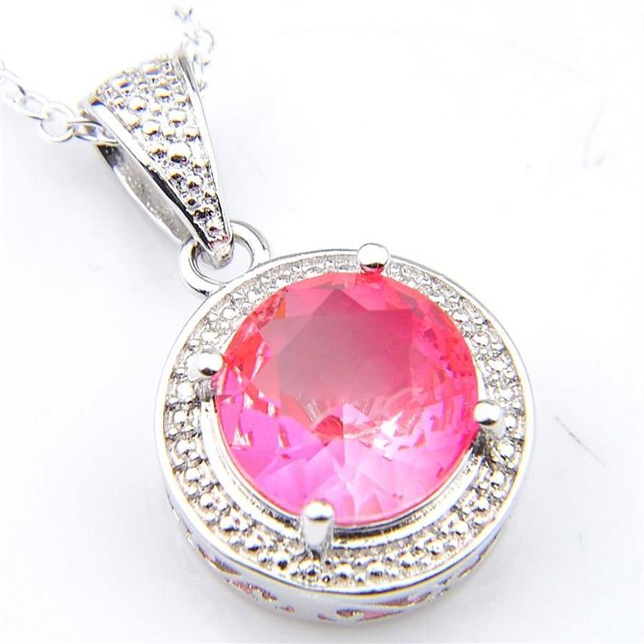 luckyshine optional gradient multicolor tourmaline gems silver pendants necklaces for women 288d
