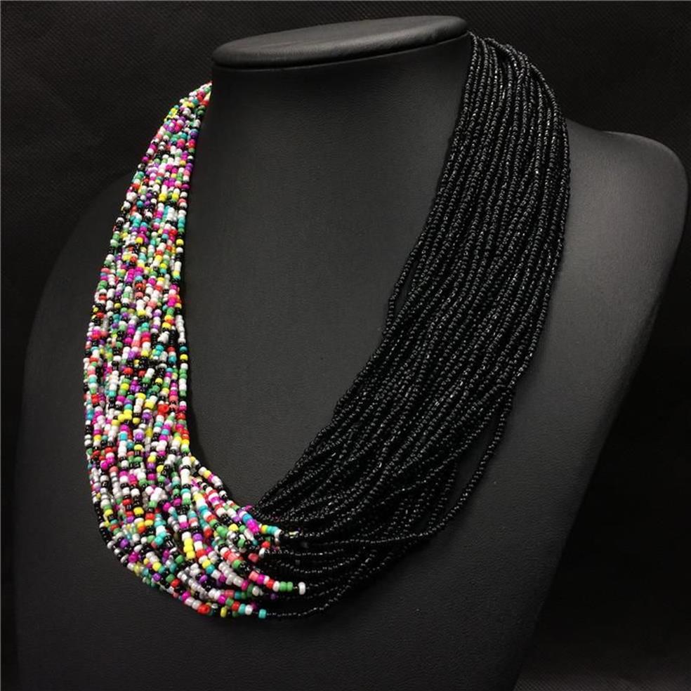 Colares Moda Bohemian Boho Acrílico Beads Colar Mulheres Longo Multi Camada Declaração Strand Em Camadas Jóias Collier Femme12117