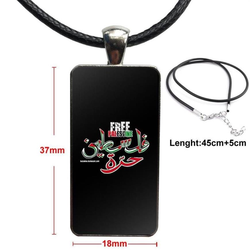 Palestina konststopp krig för flickor vintage smycken stål färgglas cabochon choker pendell lång rektangel halsband1220d