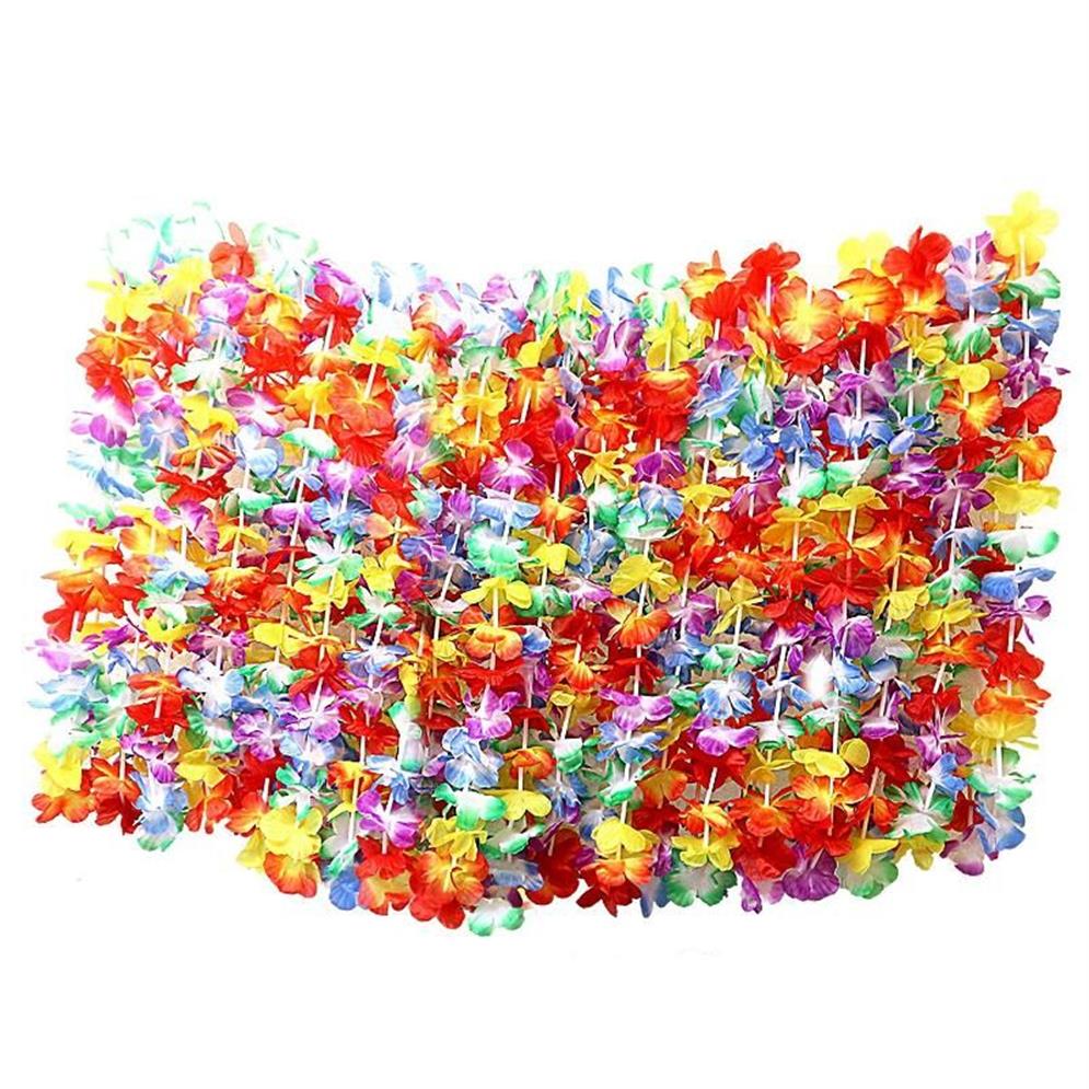 50 x Colliers de fleurs tropicales hawaïennes par - Grands de colliers - Costume floral hawaïen Accessoires parfaits pour le thème Birthda1195P