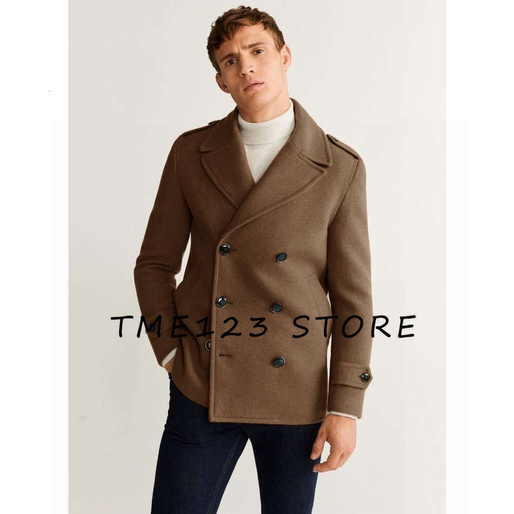 Schichten Winterjacken für Männer Kleidung Herren normaler Woll V-Ausschnitt Doppelreihe Casual Fashion Man Trench Coat Männlich