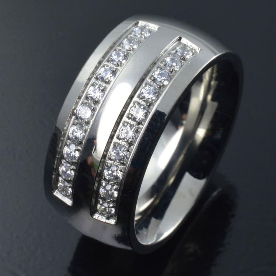 L'anello di fidanzamento nuziale con fascia da uomo in acciaio inossidabile massiccio misura da 8 9 10 11 12 13 14 15283H