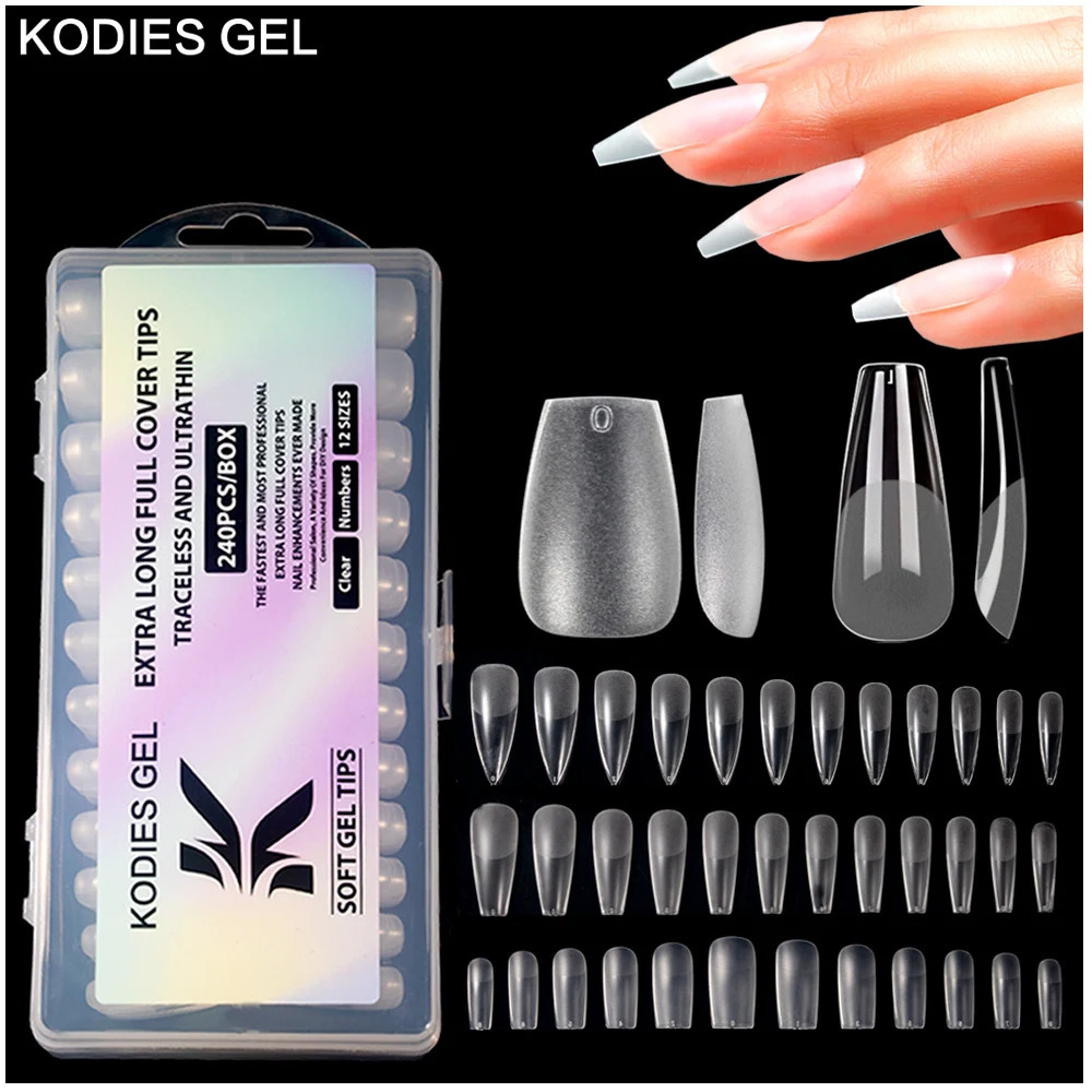 KODIES GEL FAUX TIGNES NOUTURES COUVERTURE COUVERTURE COUVERTURE FREAT Nails Clear Matte Armande Squar Long Gel Soft Gel X TIPS PRESSE ON Nails Art 231227