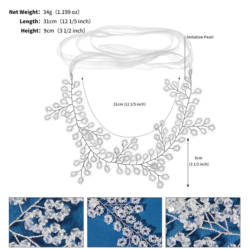 Diademi capelli da sposa donna Perline floreali Fascia capelli con nastro Accessori capelli da sposa Gioielli testa Noiva