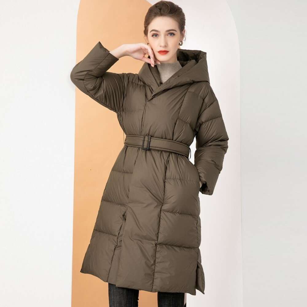 2022 Nytt toppmärke Down Coat Women's Mid Length Winter High End midjeband Tjockat modemärke