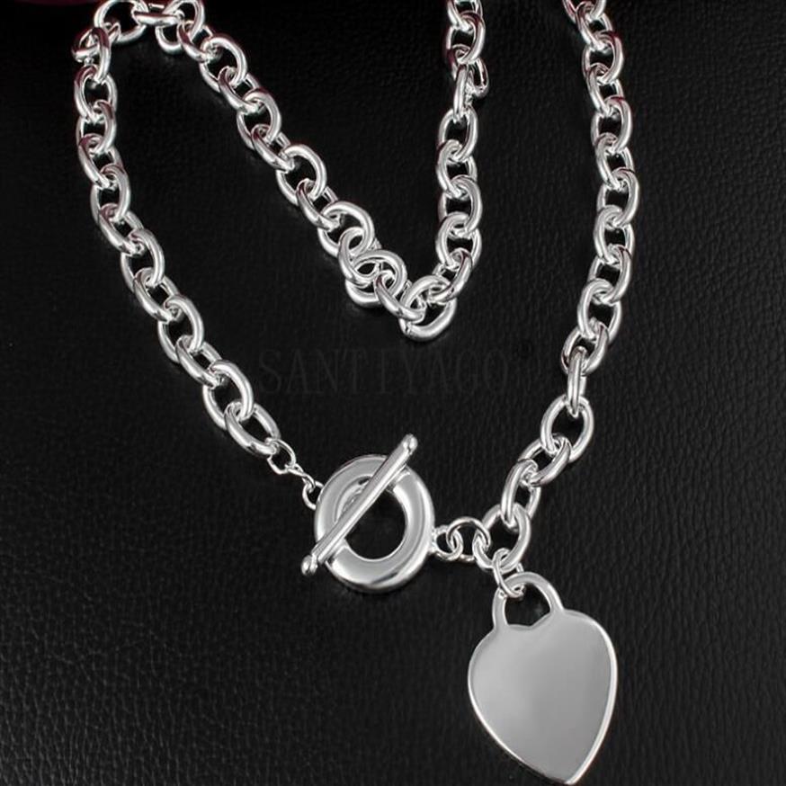 Fine TO 925 Sterling Silver Love Collana a catena Matrimonio 925 Gioielli Collana con pendente a cuore Compleanno Regalo di Natale Nuovo arrivo Charm155v