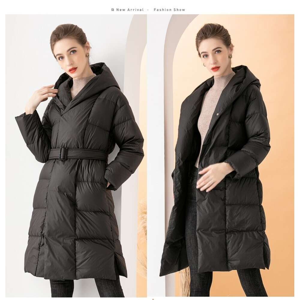 2022 Nytt toppmärke Down Coat Women's Mid Length Winter High End midjeband Tjockat modemärke