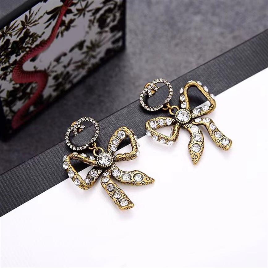 Boucles d'oreilles à breloques de luxe de styliste, en laiton, de haute qualité, avec nœud, pour dames, amoureux de fête, cadeau, bijoux 289V