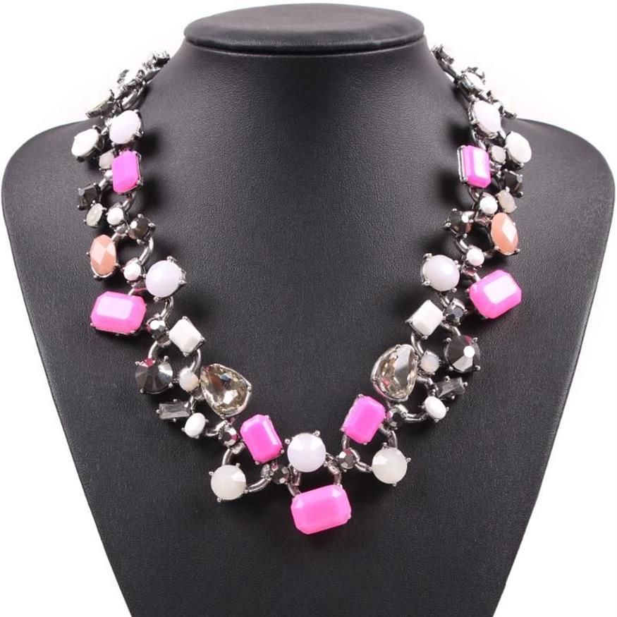 Gargantillas Diseñador de moda Marca Cristal Resina Collar Chunky Declaración Gargantilla Bib Joyería para mujeres1225o