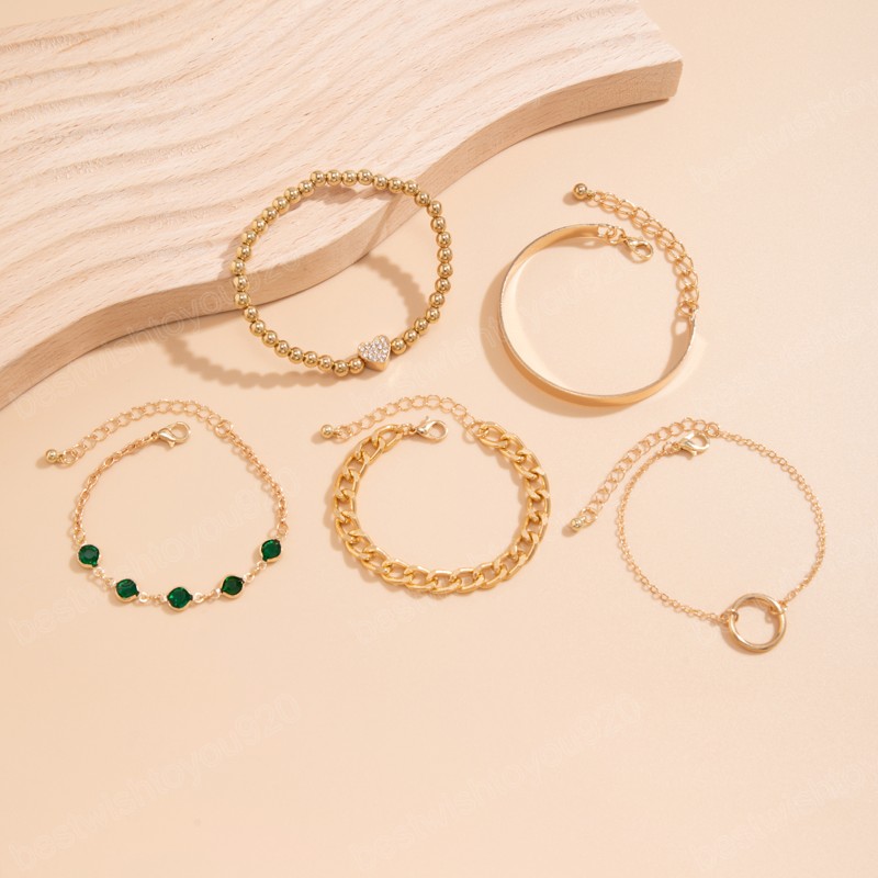 Braccialetti in perline perline zircone multistrato le set di braccialetti della catena di collegamenti da donna set di gioielli da sposa da donna