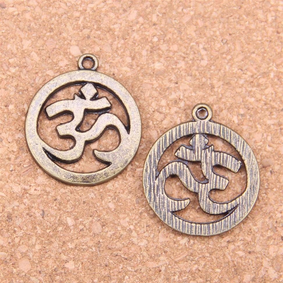 Antique Silver Plated Bronze Plated Yoga OM Charms Pendant DIY Necklace Bracelet Bangle Findings 25mm263u