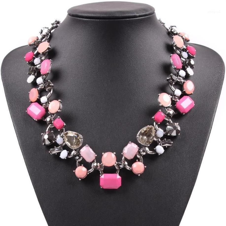 Gargantillas Diseñador de moda Marca Cristal Resina Collar Chunky Declaración Gargantilla Bib Joyería para mujeres1225o