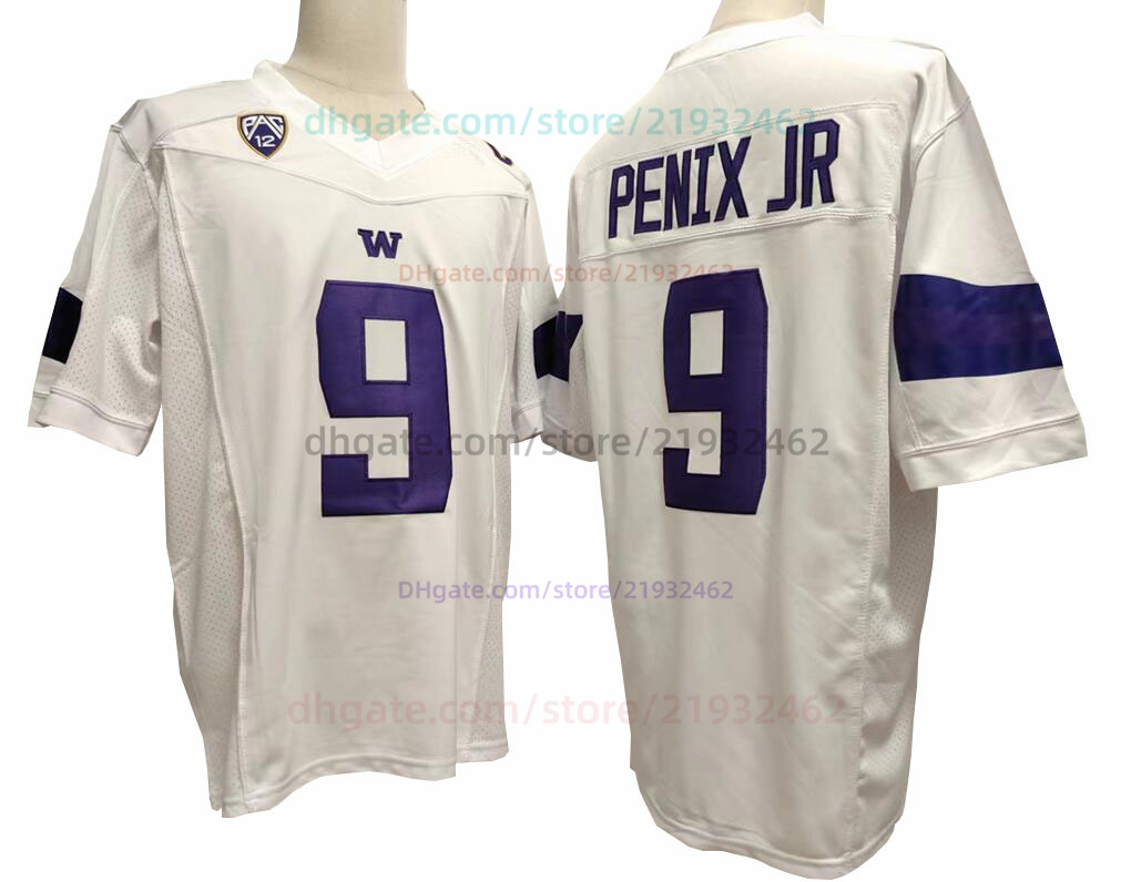 Sugar Bowl Patch 9 Michael Penix Jr. Washington Huskies Fußballtrikot NCAA College HERREN ALLES GENÄHT Goldenes Wort