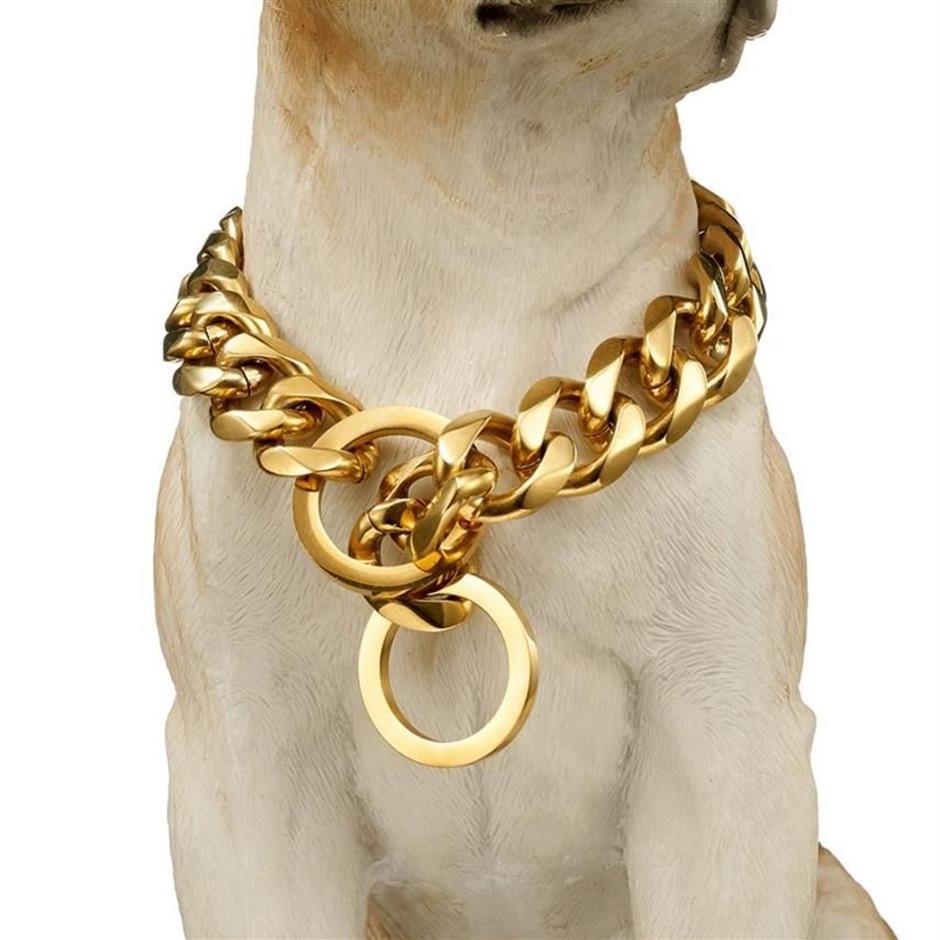16-26 Collar para perro mascota Seguridad Anti-Pérdida Collar de cadena de plata Curb Cuba Link 316L Joyería de acero inoxidable Suministros para perros Wholesa305U
