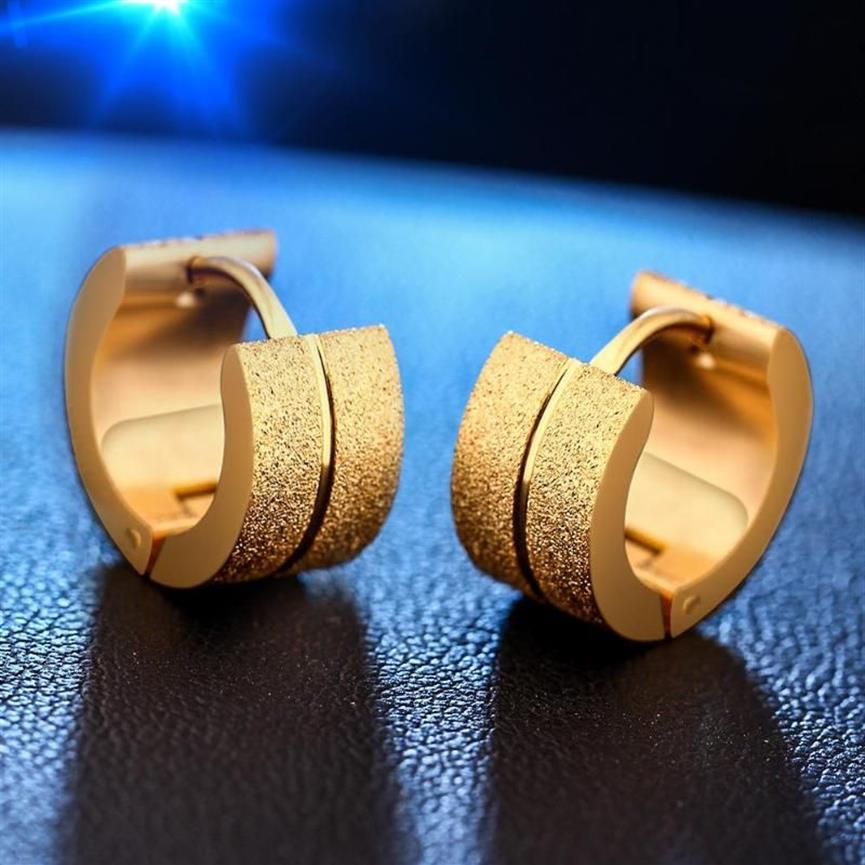 Boucles d'oreilles à clous pour hommes, en acier inoxydable, Cool, cerceau, noir, bleu, argent, Gold209Z