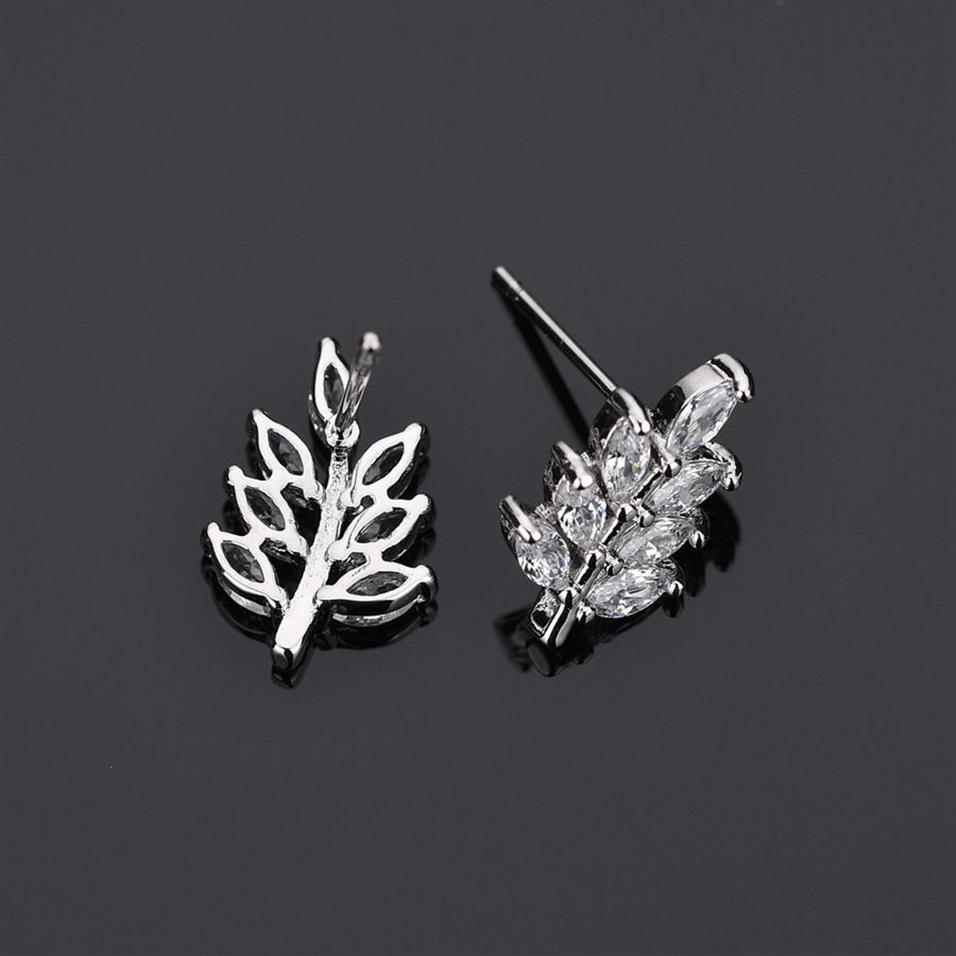 Nieuwe Bladvormige Stud Oorbellen met Marquise Cut CZ Steen Koreaanse Mode Stijl Earing Sieraden Cadeau Voor Women243R