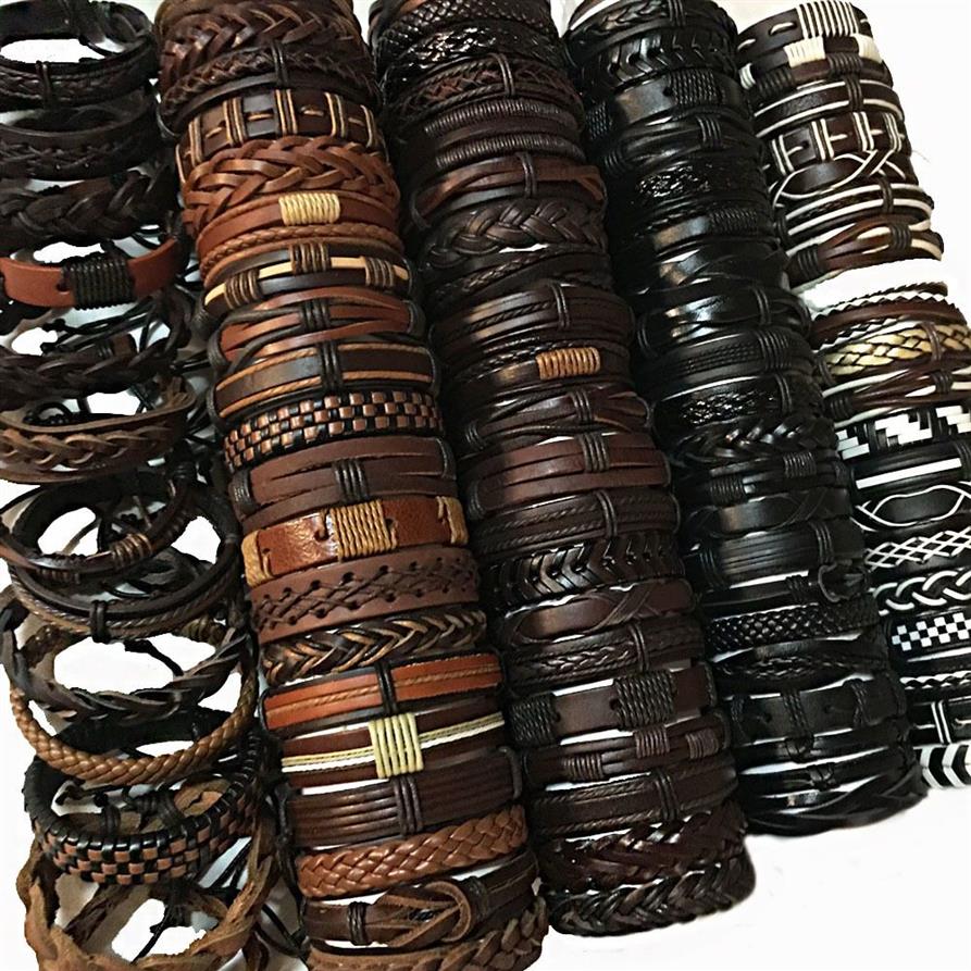 Whole bulk Random punk men's leather bracelets femme pulseras bileklik couple bracelet men jewelry W227E