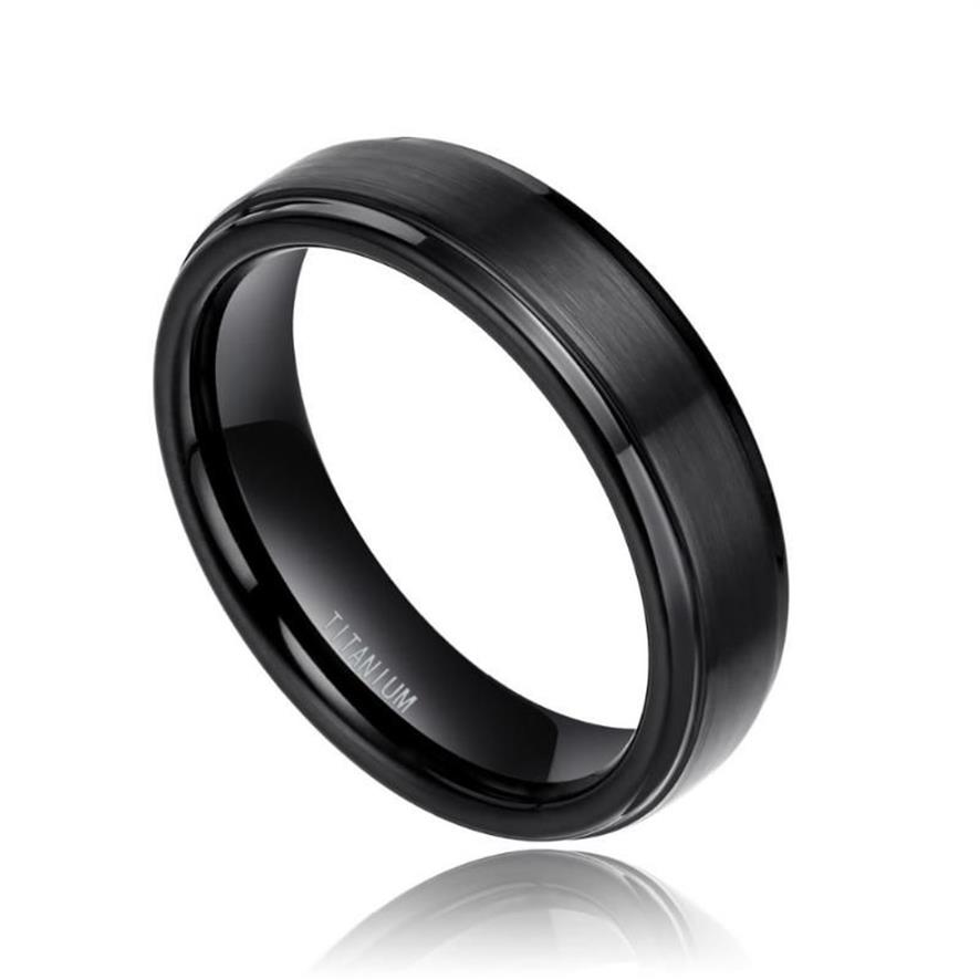 Eheringe 2 stücke 6mm 8mm Sets 100% Reines Titan Schwarz Paar Bands Verlobung Liebhaber Schmuck Alliance Bague homme332n