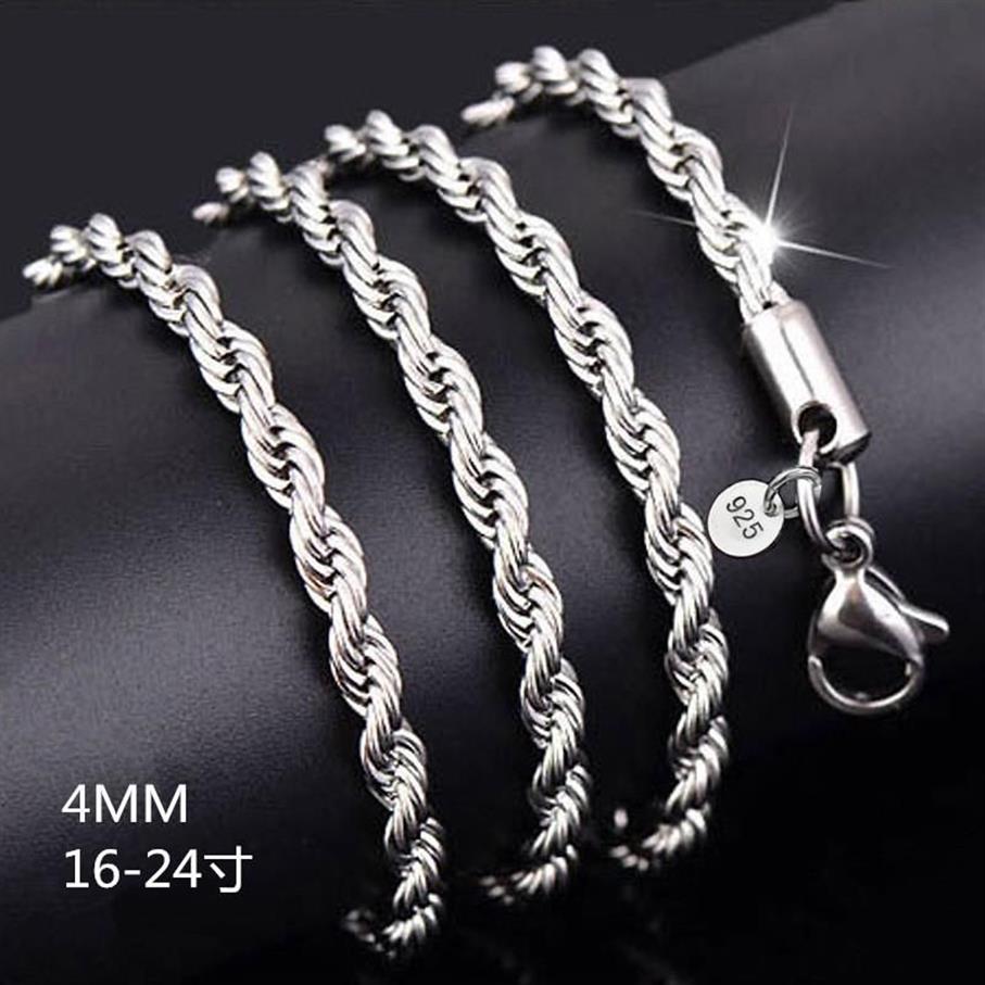 Silver Color Necklace Rope Chain Colgante Plata De Ley 925 Mujer Pierscionki Jewelry For Women Chains287o