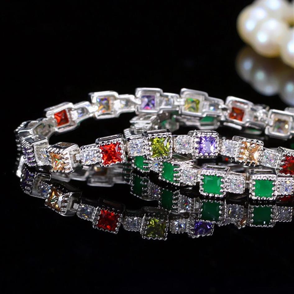 Wong Rain Vintage 100% 925 argent Sterling émeraude pierres précieuses bracelet charme mariage Cocktail Bracelet bijoux fins cadeaux entier CX1911