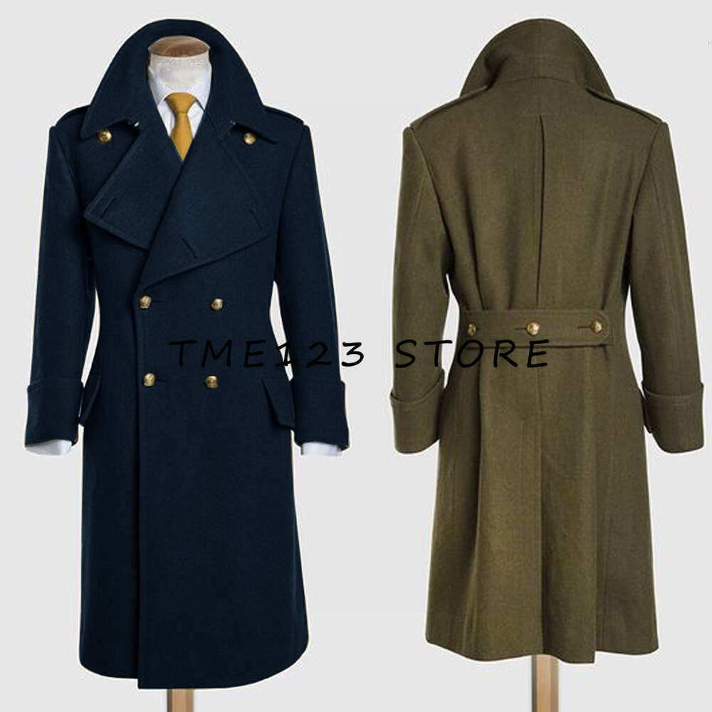 Trench Green Men Men's Woolen Coat de-deco