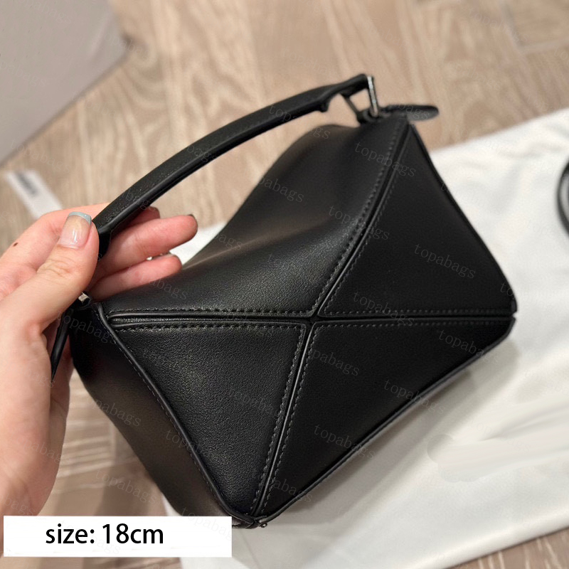 Sacs à bandoulière de créateur de puzzle lowees pour femmes Real Leather Lady Luxury Mini Top Handle Sac avec deux bretelles Fashion Casual Migne Met Handbags 18cm