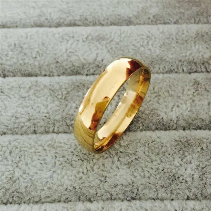 Aldrig bleka klassisk 6mm bred ring för män kvinnor 18 kgf guldfyllda älskare bröllop ringar usa size312s