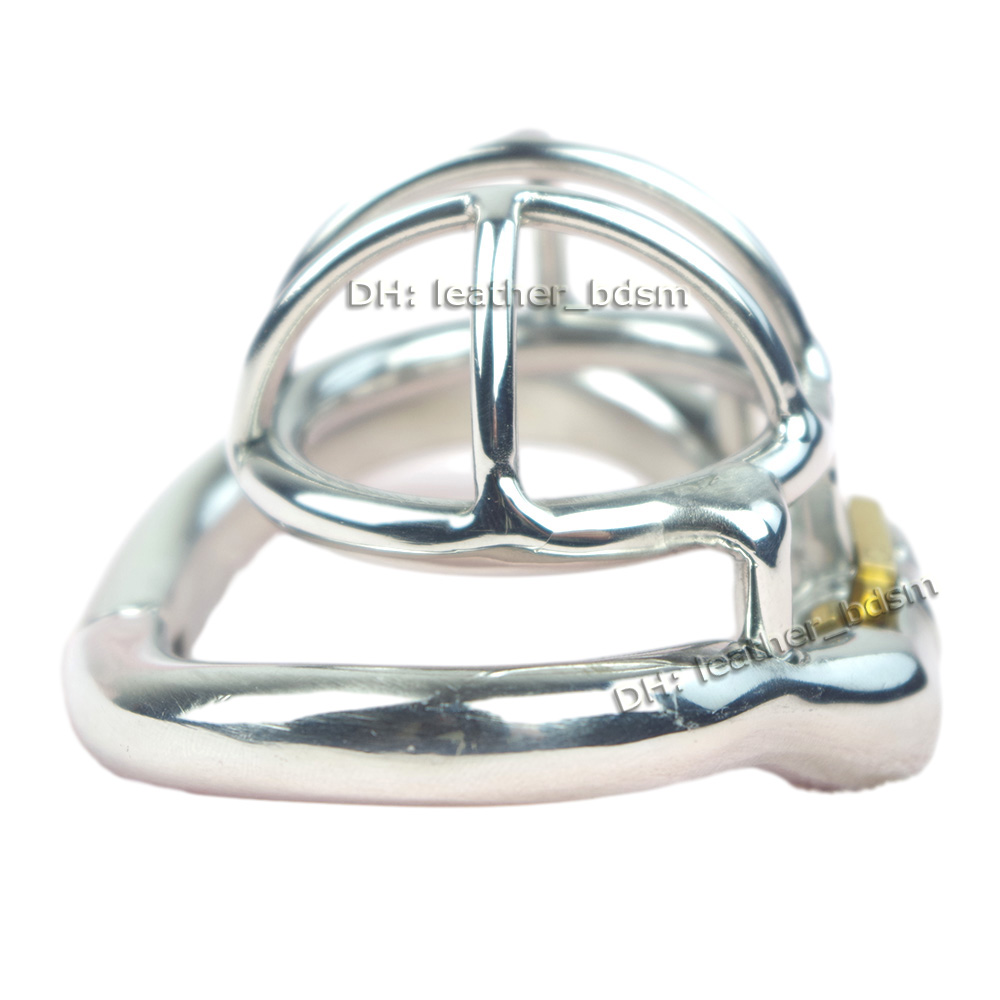 Super Small Male Chastity Cage Stainless Steel Chastity Belt Penis Restraint with 5 size Arc Base Activities Lock Cock