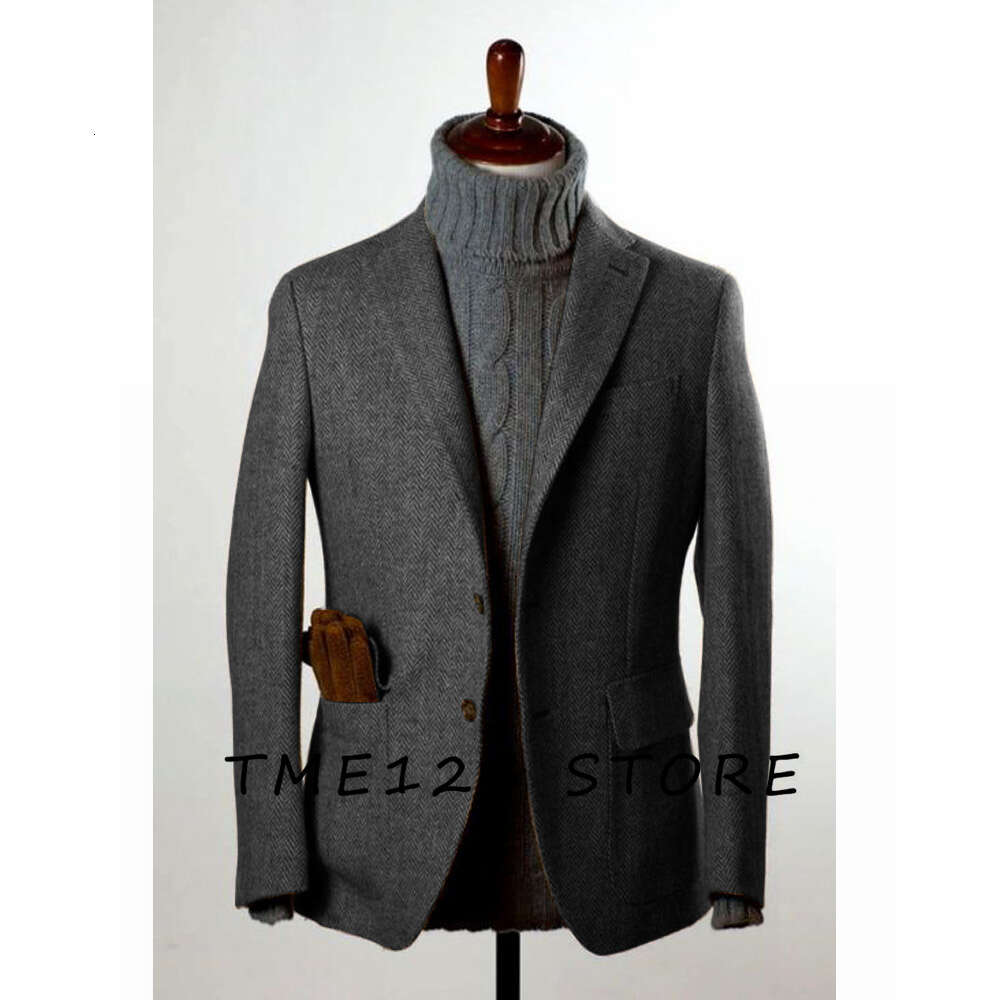 Nieuw heren visgraatjack V-hals Single-breasted Business Casual Koreaanse herfstkleding Best verkocht voor herenkleding