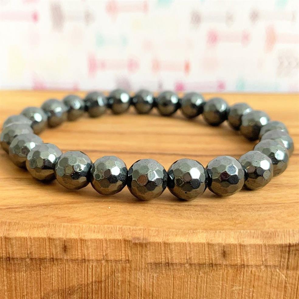 MG1210 Bracciale Mala da polso con ematite sfaccettata alla moda Bracciale con perline Mala da polso con protezione psichica Gioielli di fiducia in se stessi320W