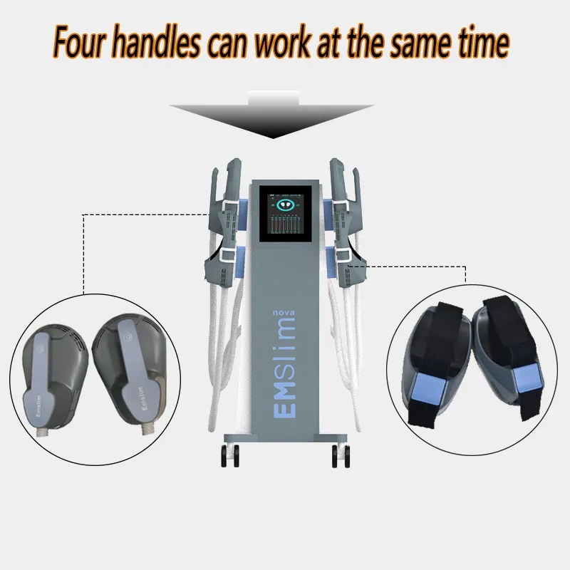 Hot Sales EMS EMSLIM HIEMT EMS Body Slant Machine 4 Handle Body Shape Slim Equipment Logo Anpassning