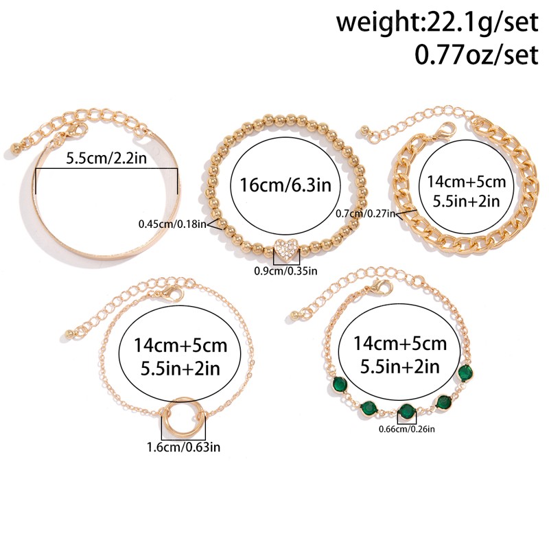 Multilayer Zircon Beaded Bracelets for Women Link Chain Cuff Bangles Sets Ladies Party Wedding Jewelry Accessories