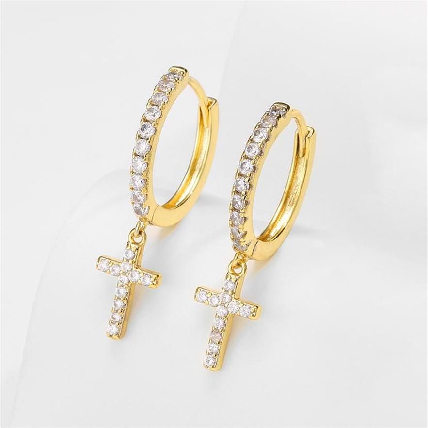 Hoop Huggie Mode CZTop Qualität Zirkonia Kristall Nette Kleine Kreuz Ohrringe Für Frauen Koreanische Hochzeit Trendy Schmuck F32462646