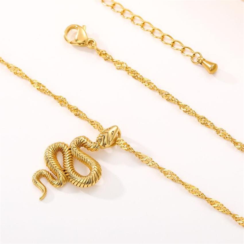 Colar de cobra para mulheres homens aço inoxidável corrente de ouro pingentes colares moda jóias presente aniversário collier gargantilha femme pend216v